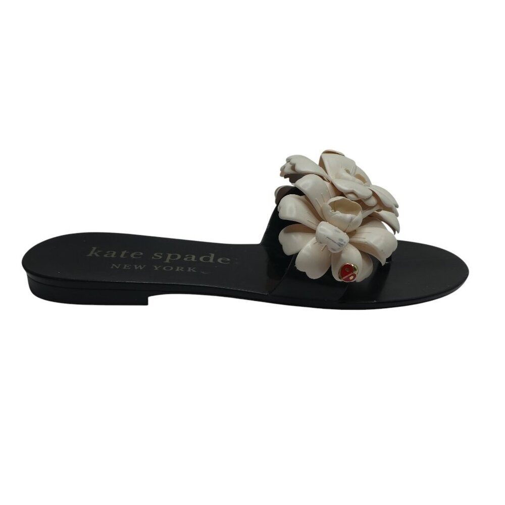 Kate Spade Jaylee Floral Ladybug Jelly Slide Sandals Womens Size 6 Black White - Picture 2 of 14